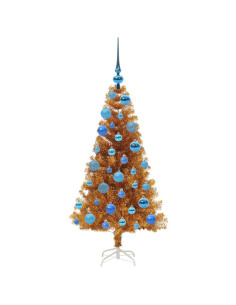 Albero di Natale con 150 LED con supporto Oro 120 cm PET