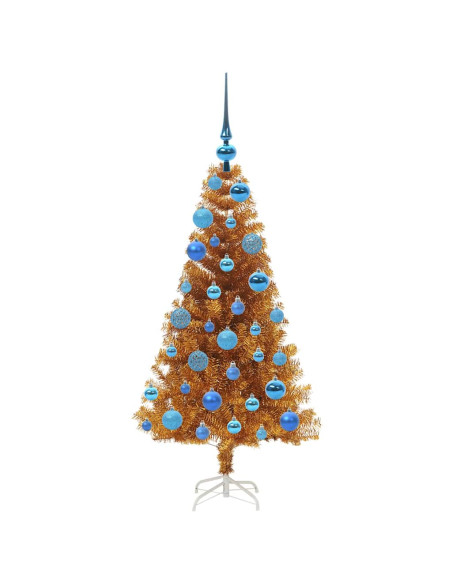 Albero di Natale con 150 LED con supporto Oro 120 cm PET