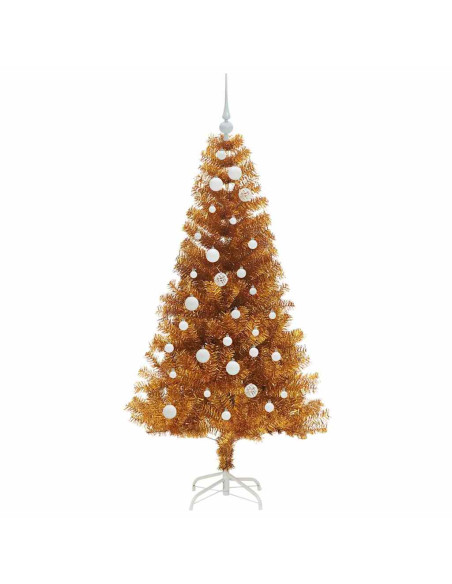 Albero di Natale con 150 LED con supporto Oro 150 cm PET