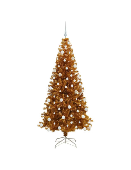 Albero di Natale con 300 LED con supporto Oro 180 cm PET