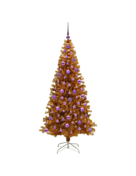 Albero di Natale con 300 LED con supporto Oro 180 cm PET