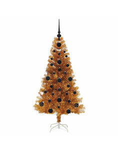 Albero di Natale con 150 LED con supporto Oro 120 cm PET