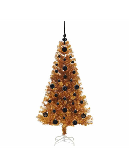 Albero di Natale con 150 LED con supporto Oro 120 cm PET