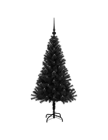Albero di Natale con 150 LED con supporto Nero 120 cm PVC