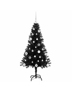 Albero di Natale con 150 LED con supporto Nero 150 cm PVC