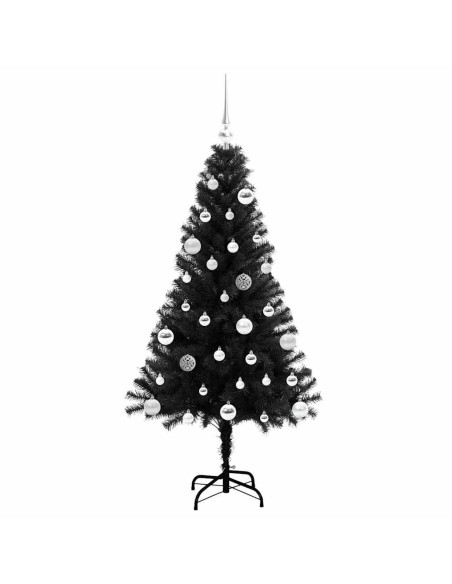 Albero di Natale con 150 LED con supporto Nero 150 cm PVC
