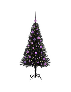 Albero di Natale con 150 LED con supporto Nero 150 cm PVC