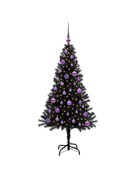 Albero di Natale con 150 LED con supporto Nero 150 cm PVC