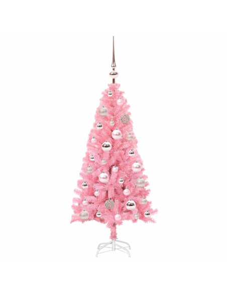 Albero di Natale con 150 LED con supporto Rosa 120 cm PVC