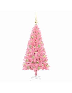 Albero di Natale con 150 LED con supporto Rosa 120 cm PVC