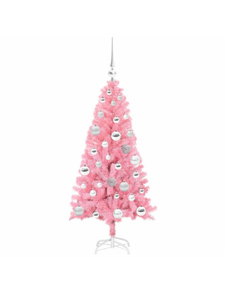 Albero di Natale con 150 LED con supporto Rosa 120 cm PVC