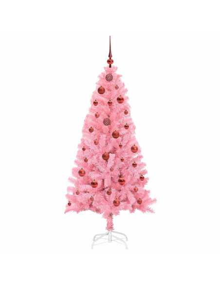 Albero di Natale con 150 LED con supporto Rosa 150 cm PVC