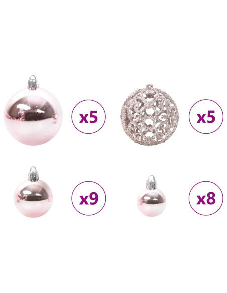 Albero di Natale con 150 LED con supporto Rosa 150 cm PVC