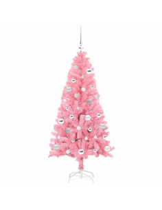Albero di Natale con 150 LED con supporto Rosa 150 cm PVC