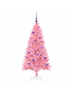Albero di Natale con 150 LED con supporto Rosa 150 cm PVC