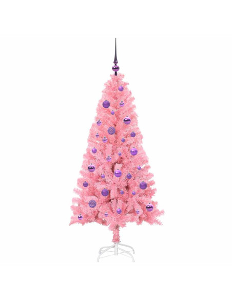 Albero di Natale con 150 LED con supporto Rosa 150 cm PVC