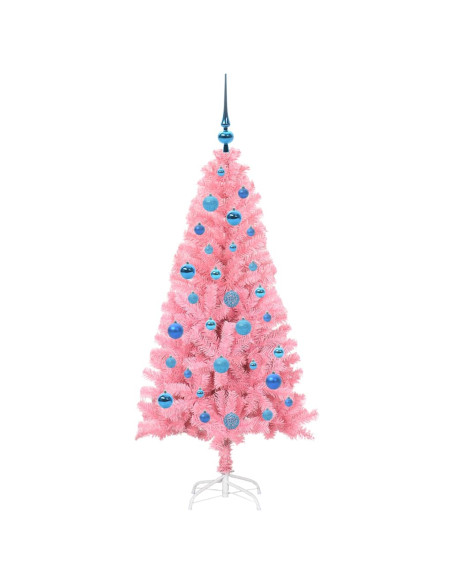 Albero di Natale con 150 LED con supporto Rosa 150 cm PVC