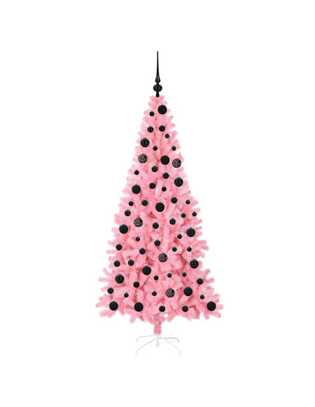 Albero di Natale con 300 LED con supporto Rosa 180 cm PVC