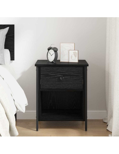 Armadio da Notte Rovere nero 40 x 42 x 50 cm Legno multistrato