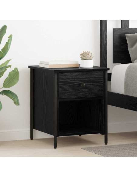 Armadio da Notte con cassetto 2 pcs Rovere nero 40 x 42 x 50 cm