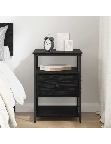 Armadio da Notte Rovere nero 40 x 42 x 56 cm Legno multistrato