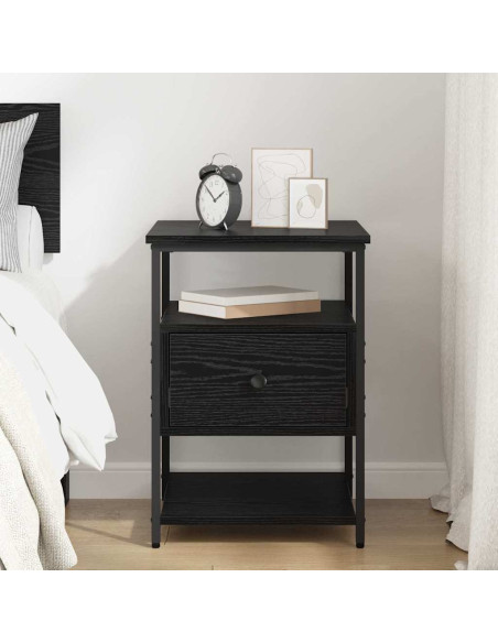 Armadio da Notte Rovere nero 40 x 42 x 56 cm Legno multistrato