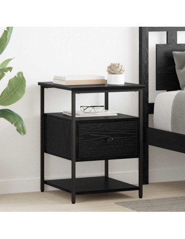 Armadio da Notte con cassetto 2 pcs Rovere nero 40 x 42 x 56 cm