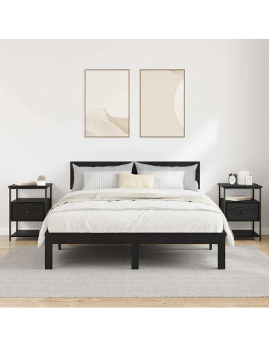 Armadio da Notte con cassetto 2 pcs Rovere nero 40 x 42 x 56 cm