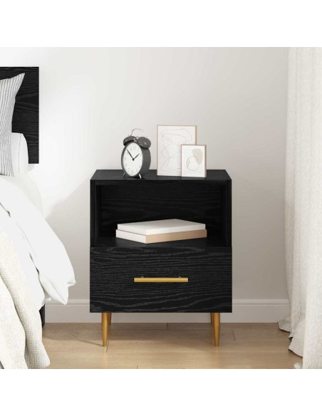 Comodino con cassetto Nero 40 x 35 x 47,5 cm Legno multistrato