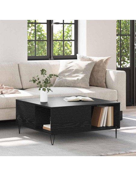 Tavolino da salotto Rovere nero 80 x 80 x 36.5 cm