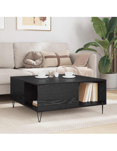 Tavolino da salotto Rovere nero 80 x 80 x 36.5 cm