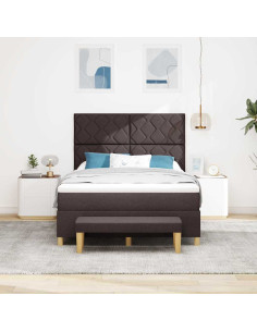 Letto a molle con testiera Marrone scuro 200 x 160 cm Tessuto 2