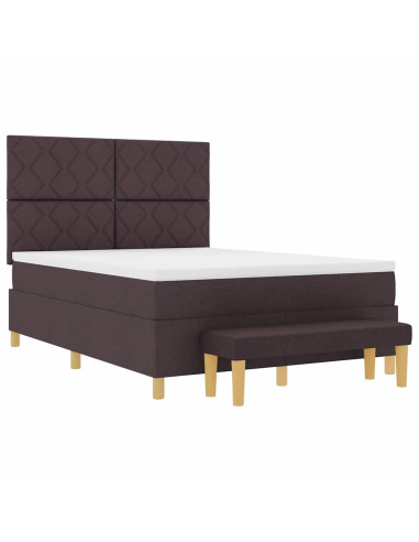 Letto a molle con testiera Marrone scuro 200 x 160 cm Tessuto