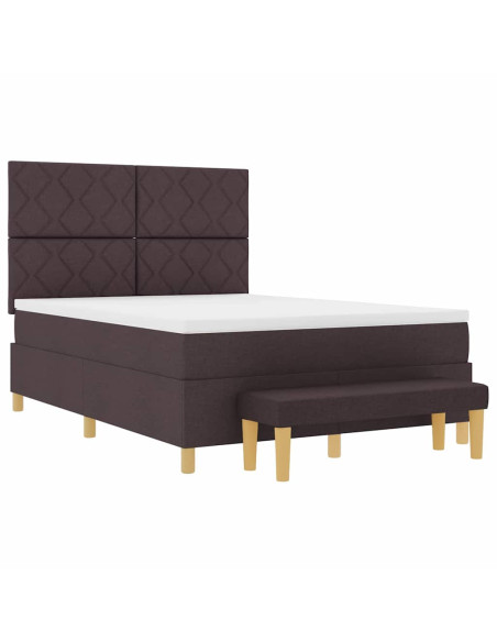 Letto a molle con testiera Marrone scuro 200 x 160 cm Tessuto
