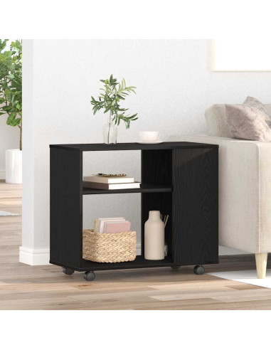 Tavolino laterale in rovere nero 70x35x60 cm in legno ingegnerizzato