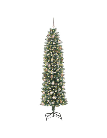 Albero di Natale Artificiale Sottile Verde e Bianco 240 cm