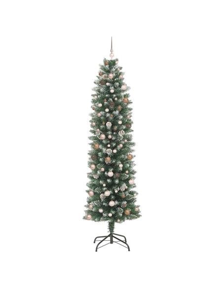 Albero di Natale Artificiale Sottile Verde e Bianco 240 cm