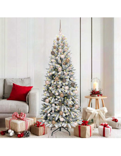 AlberodiNataleartificiale con supporto Bianco 180cm PVC 2
