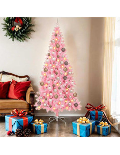 Alberi di Natale artificiali con 300 LED Rosa 180 cm PVC 2