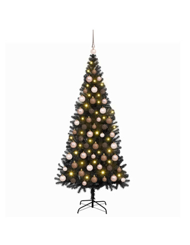 Alberi di Natale artificiali con 300 LED Nero 180 cm PVC