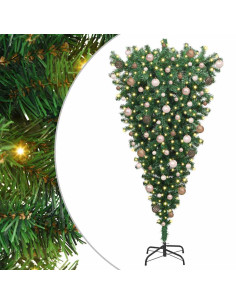 Albero di Natale artificiale pre-illuminato capovolto con set di palline 2