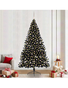 Albero di Natale artificiale preilluminato Nero 240 cm PVC 2