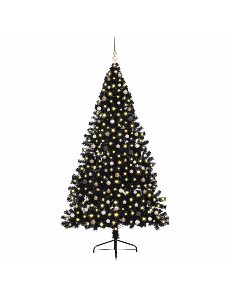 Albero di Natale artificiale con luci integrate Nero 240 cm PVC