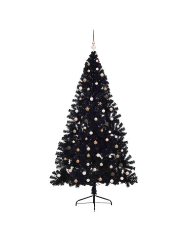 Albero di Natale artificiale con luci integrate Nero 240 cm PVC