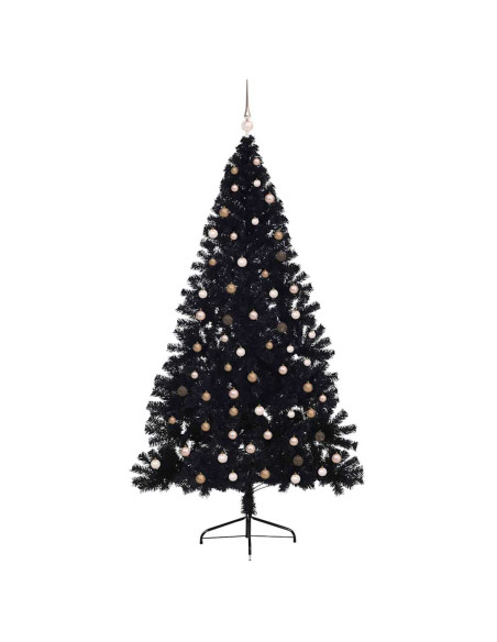 Albero di Natale artificiale con luci integrate Nero 240 cm PVC