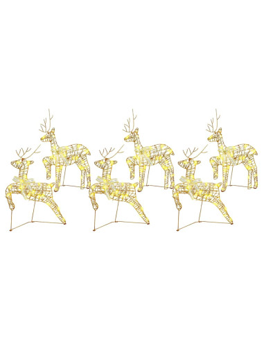 Renne LED con 180 LED 6 pcs Oro 64 x 42 x 15 cm PET