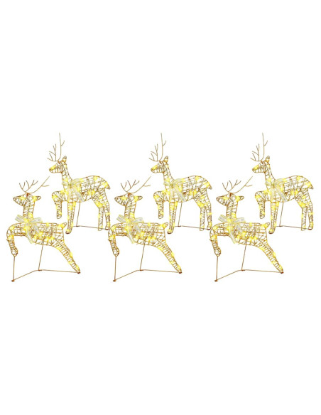 Renne LED con 180 LED 6 pcs Oro 64 x 42 x 15 cm PET