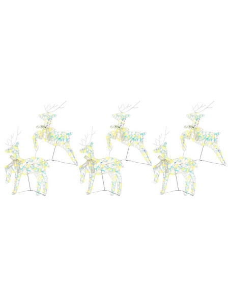 Renne LED con 180 LED 6 pcs Multicolore 64 x 42 x 15 cm PET