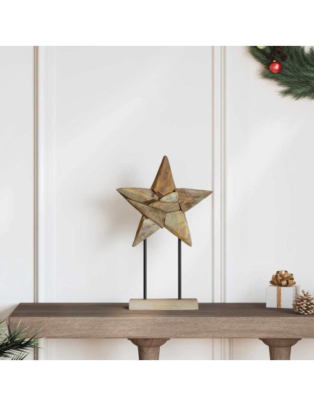 Stella di Natale Marrone 30 x 5 x 45 cm Legno di teak solido