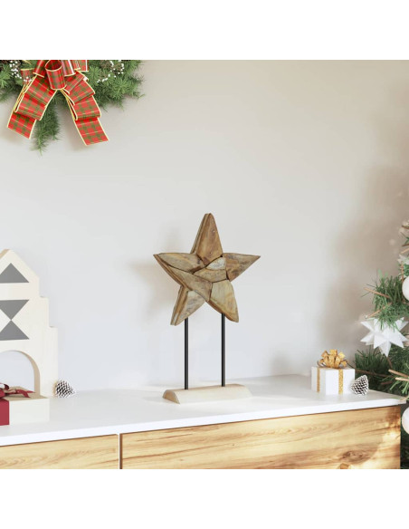 Stella di Natale Marrone 30 x 5 x 45 cm Legno di teak solido
